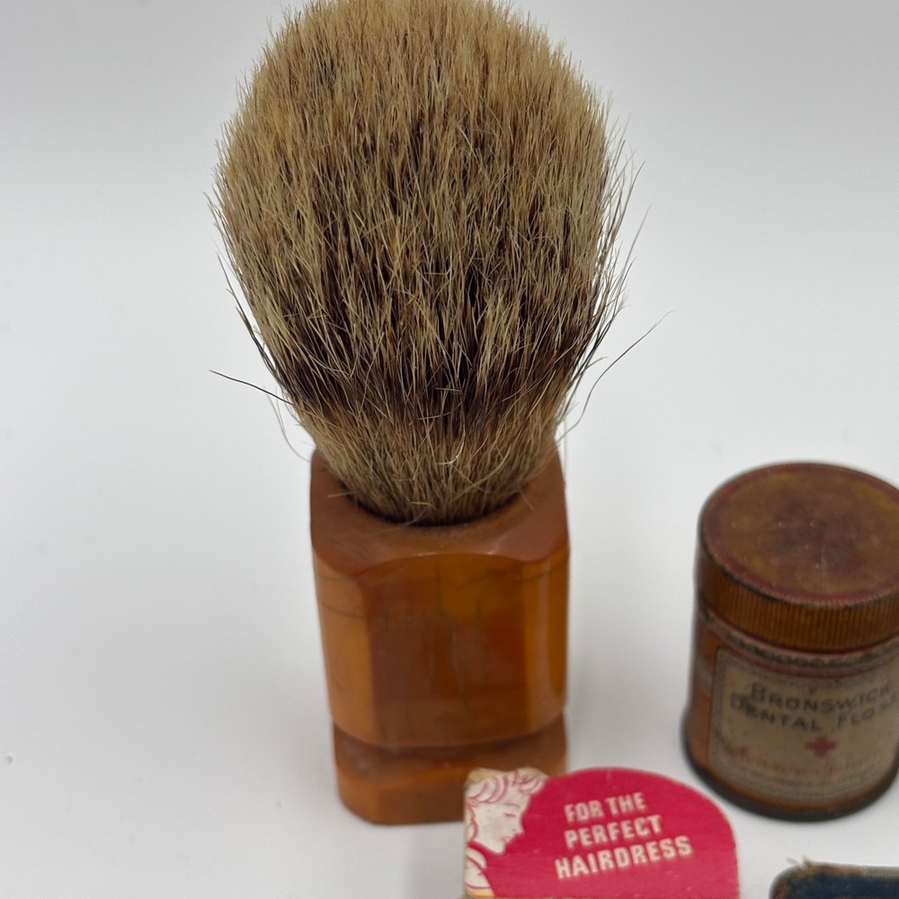 Vintage Apothecary Tin Lot Gillette Razor Bakelite Shaving Brush Mennen Tins - Picture 7 of 9